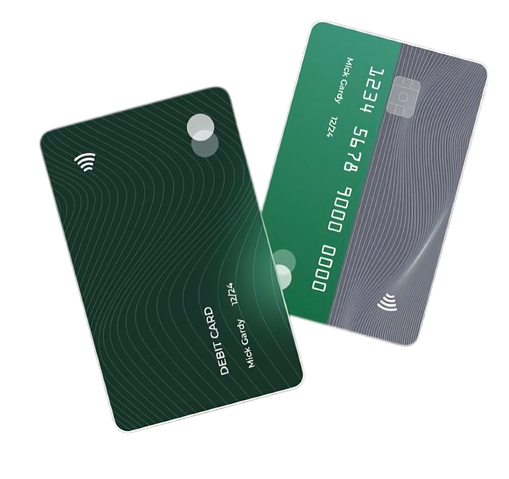 Robotic hand holding a Holloway credit card